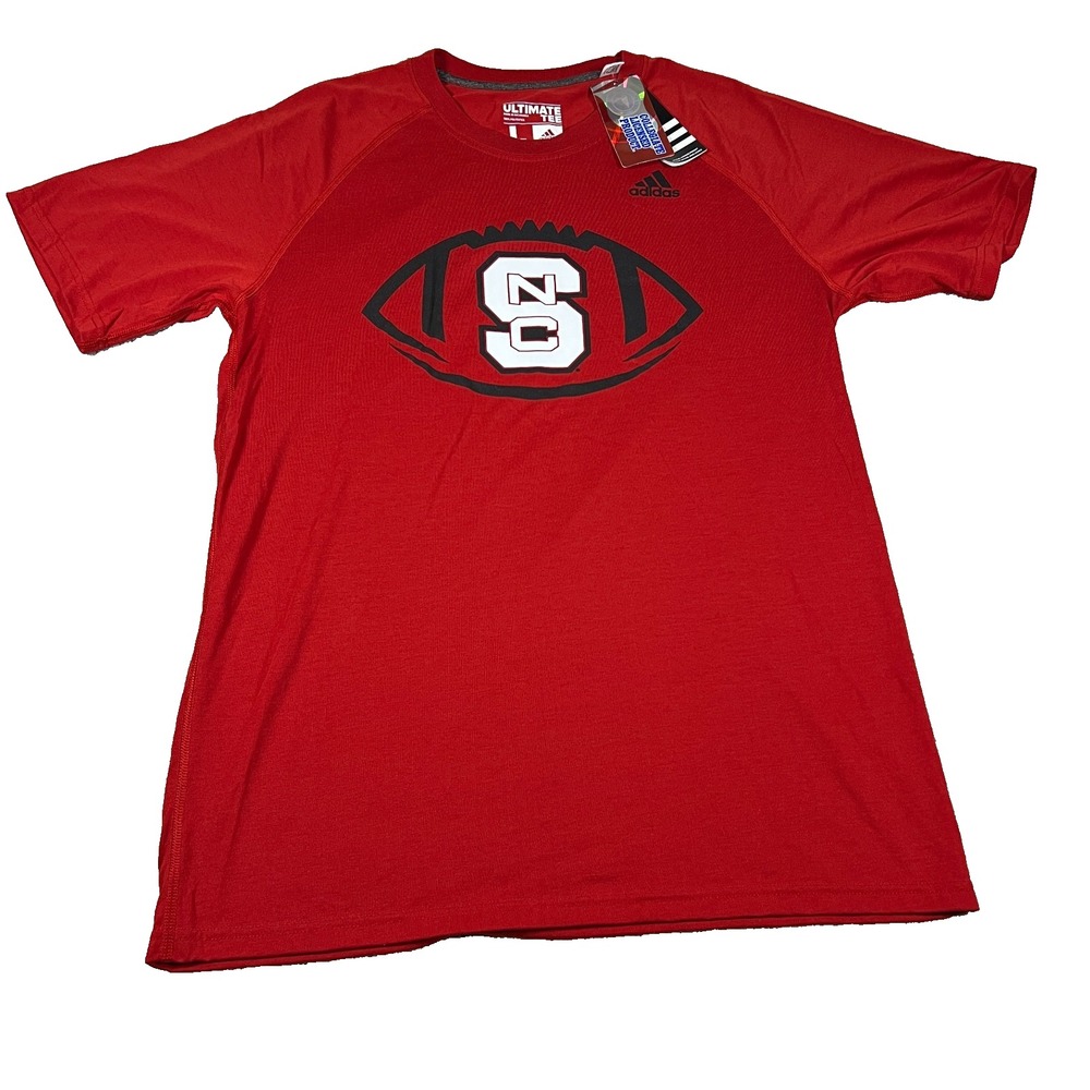 Adidas‎ Mens Large Red NC State Wolfpack Climalite Logo Ultimate Tee Shirt NWT